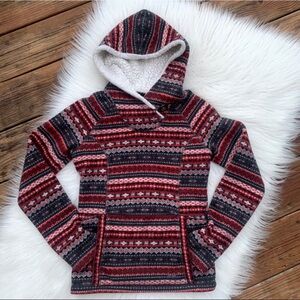 Koppen Girl’s Fleece Lined Red and Black Pullover Hoodie Jacket Size Small